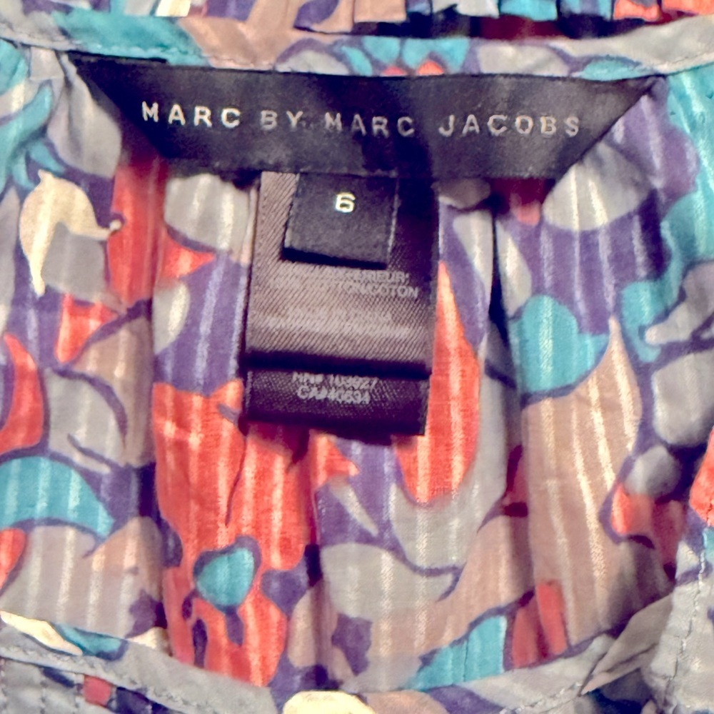 MARC by MARC JACOBS Y2K 100% Cotton Floral Ruffle Tiered Tie Back Mini Dress 6 - Picture 9 of 9